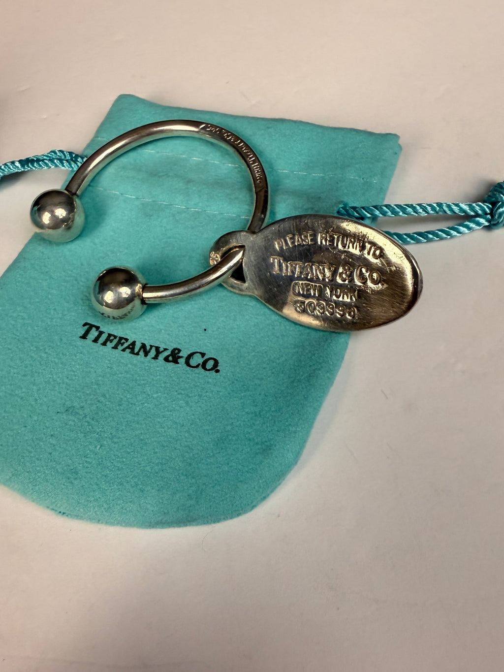 Tiffany & Co. Sterling Silver Oval Tag Key Ring Keychain | 925 Silver | 28.8g
