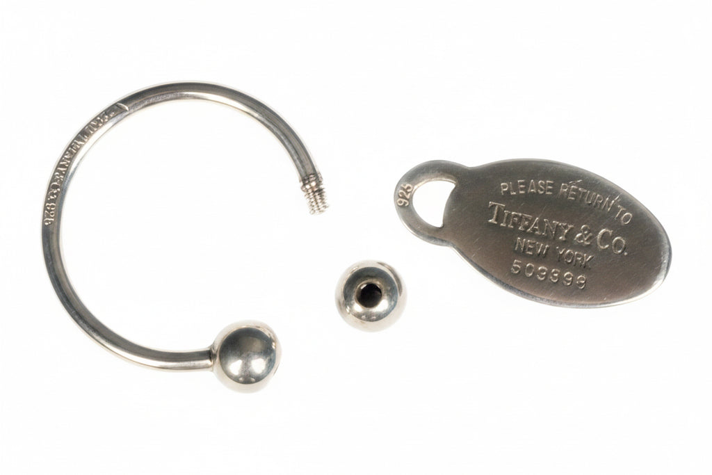 Tiffany & Co. Sterling Silver Oval Tag Key Ring Keychain | 925 Silver | 28.8g