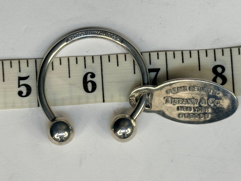 Tiffany & Co. Sterling Silver Oval Tag Key Ring Keychain | 925 Silver | 28.8g