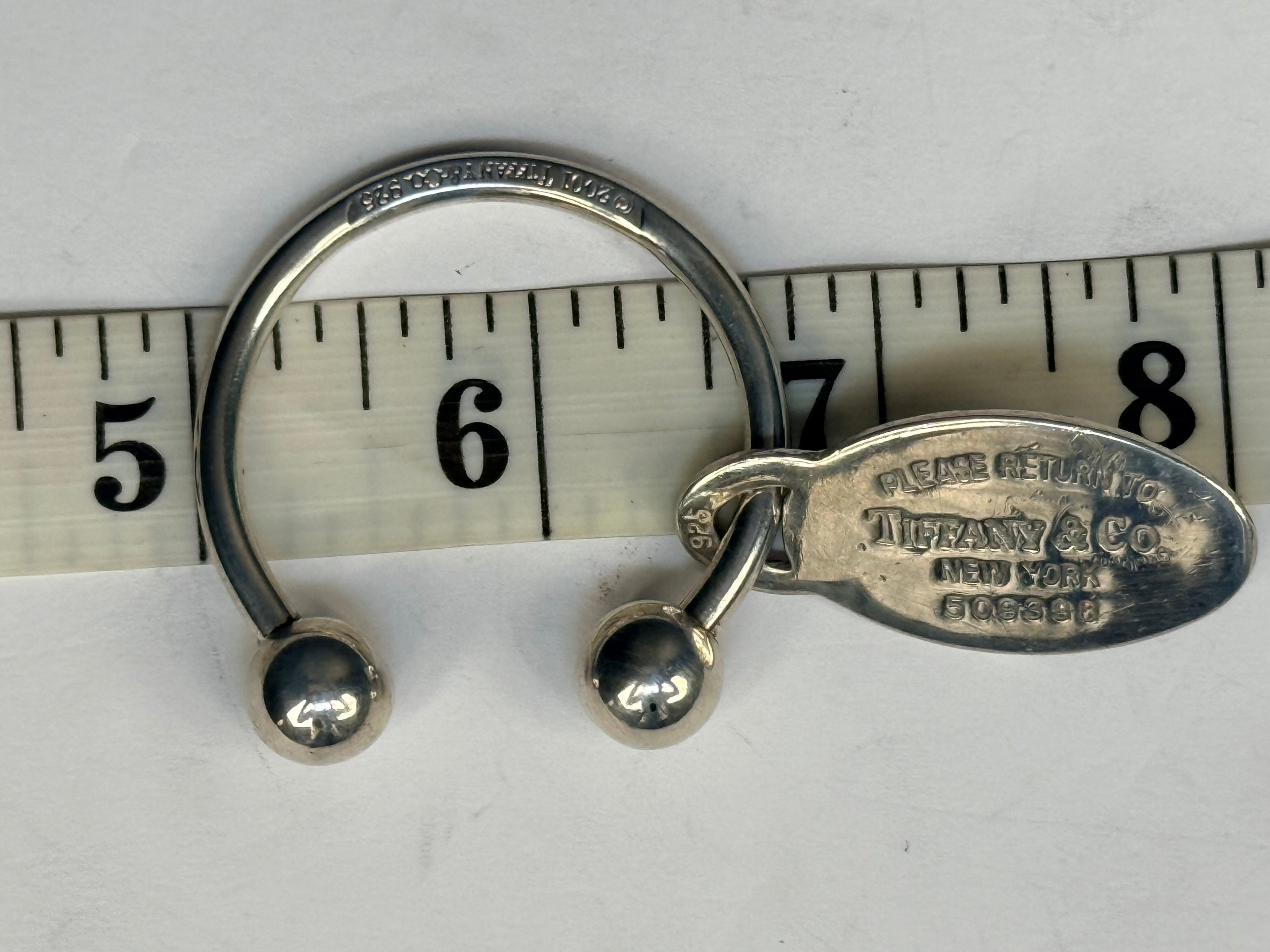 Tiffany & Co. Sterling Silver Oval Tag Key Ring Keychain | 925 Silver | 28.8g