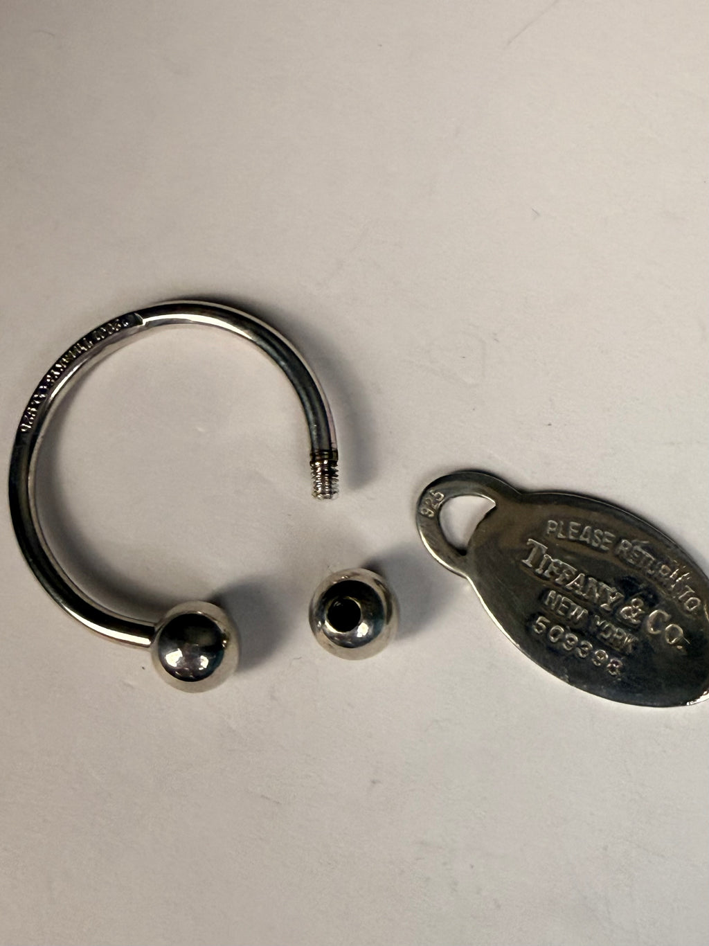 Tiffany & Co. Sterling Silver Oval Tag Key Ring Keychain | 925 Silver | 28.8g