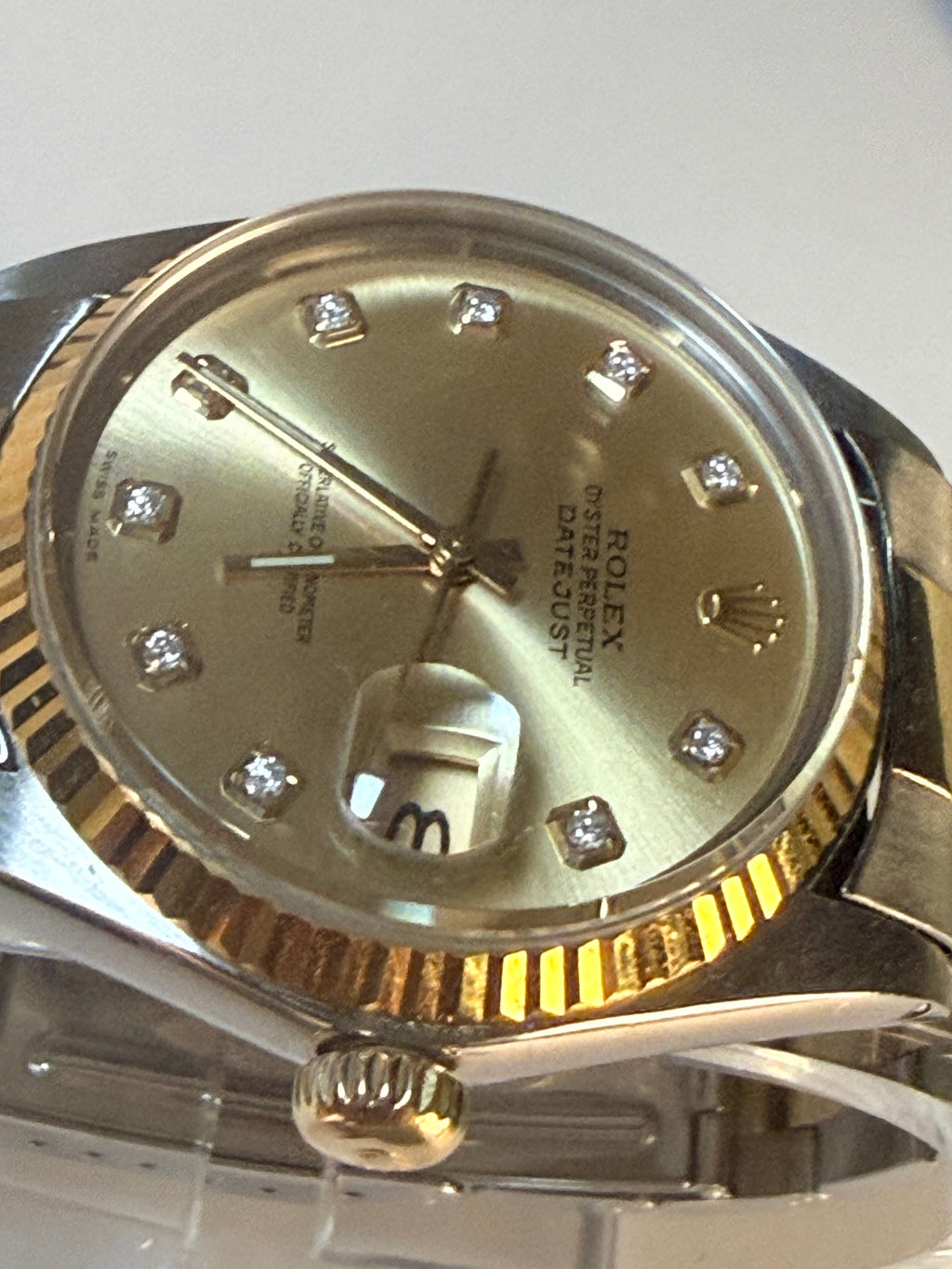 Rolex Datejust 16013 Champagne Diamond Dial Two-Tone Full Set