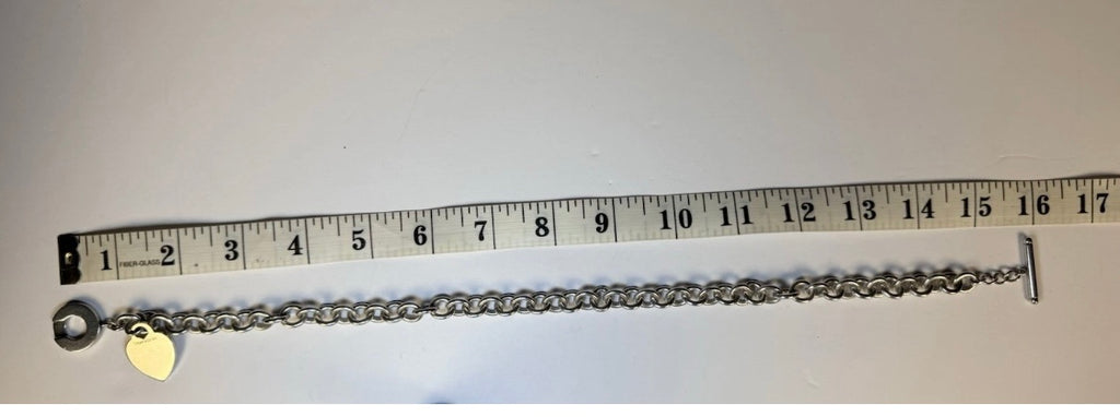 Tiffany & Co Sterling Silver Heart Tag Toggle Necklace 16in 74.1g w Pouch