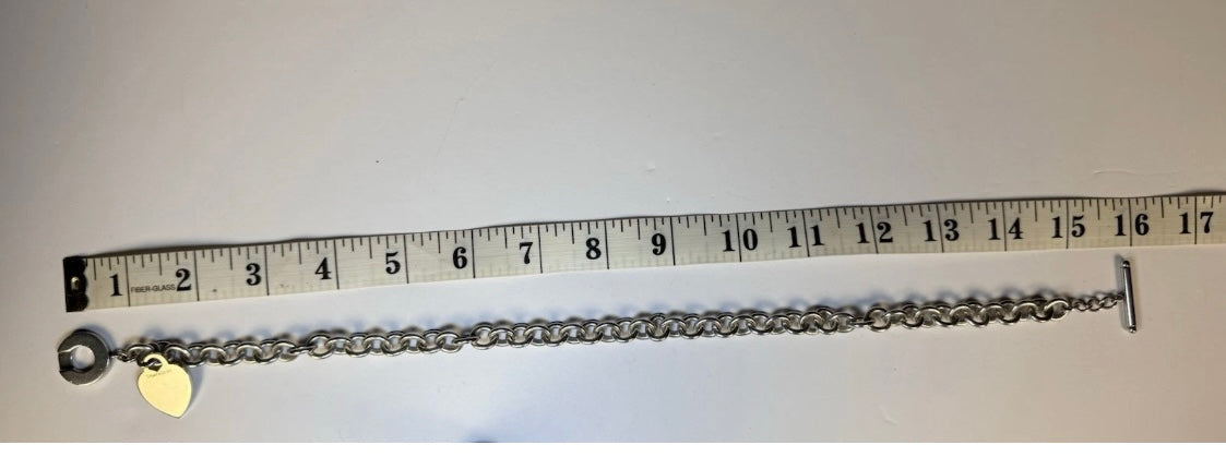 Tiffany & Co Sterling Silver Heart Tag Toggle Necklace 16in 74.1g w Pouch
