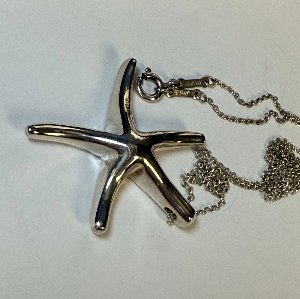 Tiffany & Co Elsa Peretti Starfish Pendant Necklace 16” Sterling Silver 925