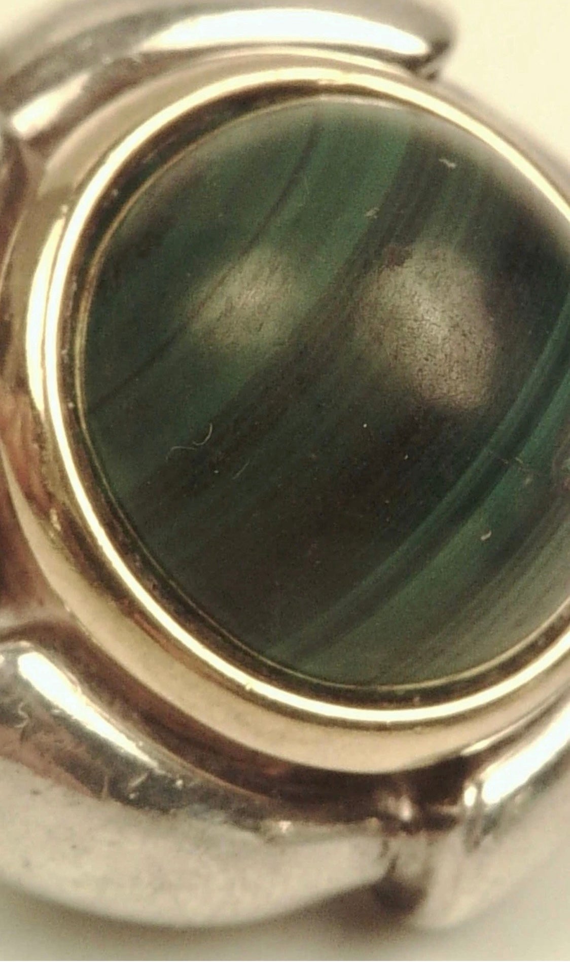 Tiffany & Co Malachite Earrings 925 Sterling Silver 750 Gold Omega Clip Signed