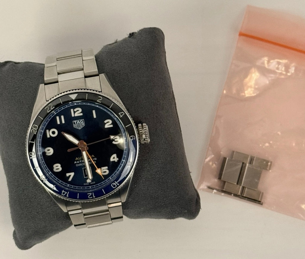 TAG Heuer Autavia GMT 60th Anniversary Blue Dial Batman Bezel Calibre 7 42mm Full Set