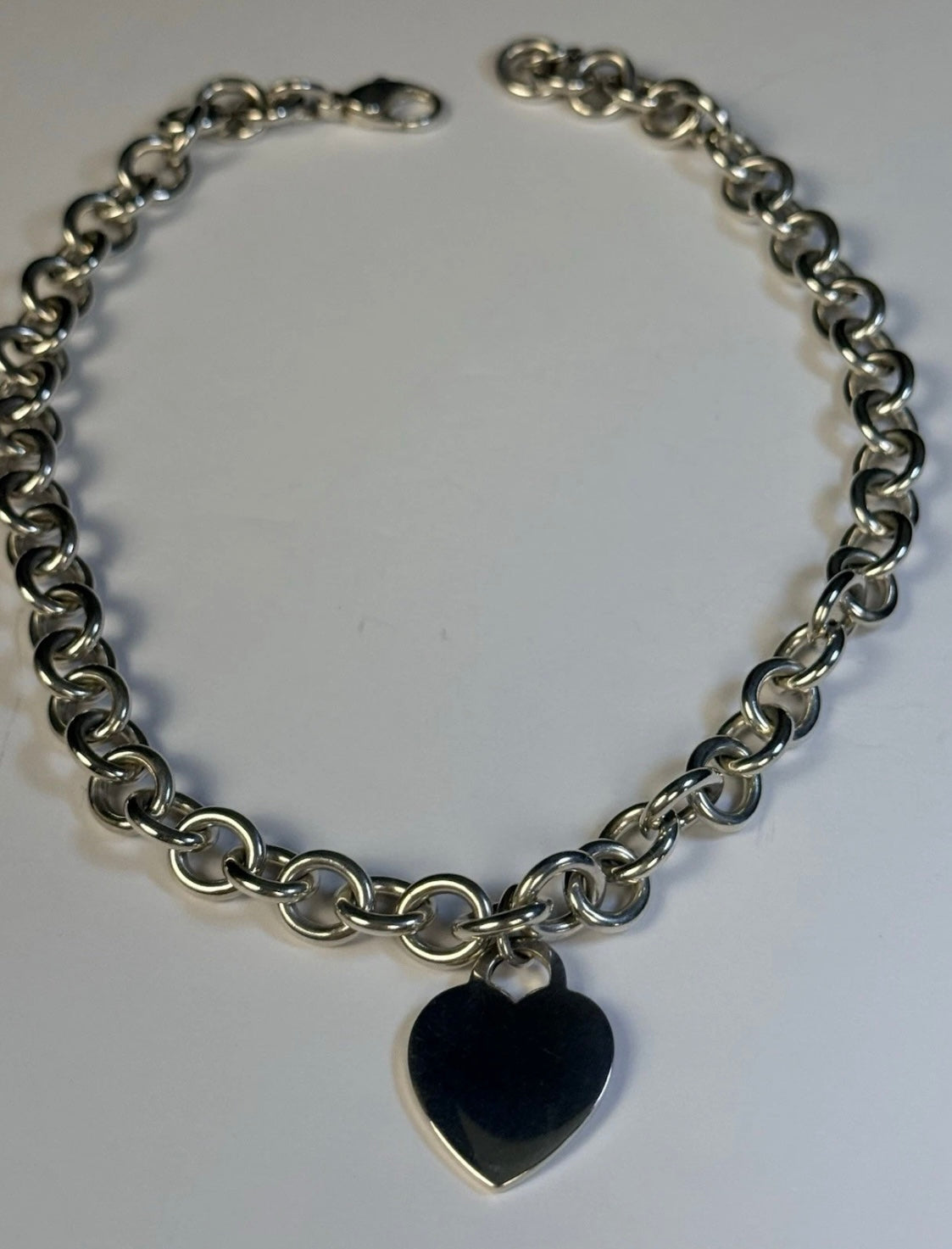 Tiffany & Co. Sterling Silver Heart Tag Necklace 16” 66.3 Grams Signed