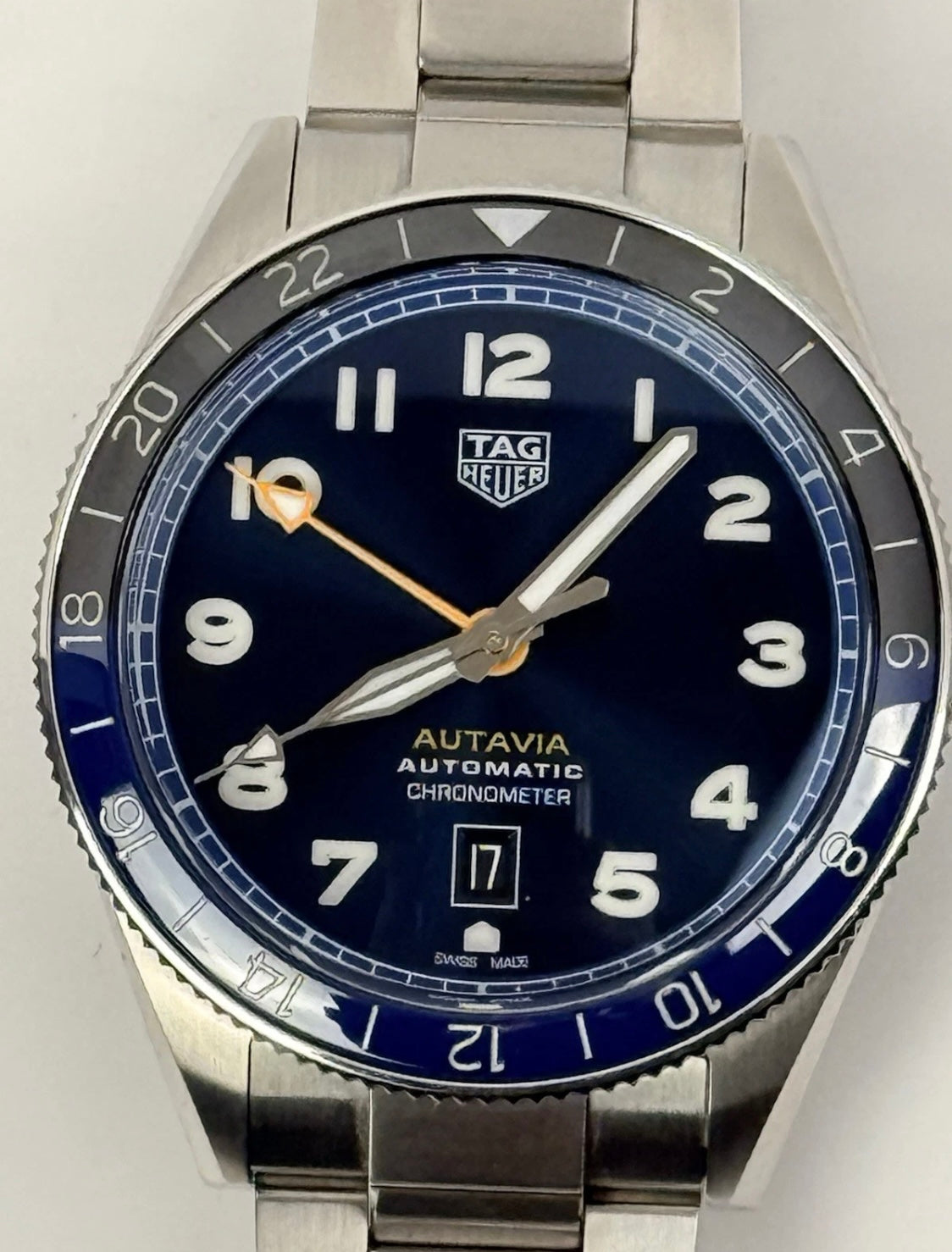 TAG Heuer Autavia GMT 60th Anniversary Blue Dial Batman Bezel Calibre 7 42mm Full Set