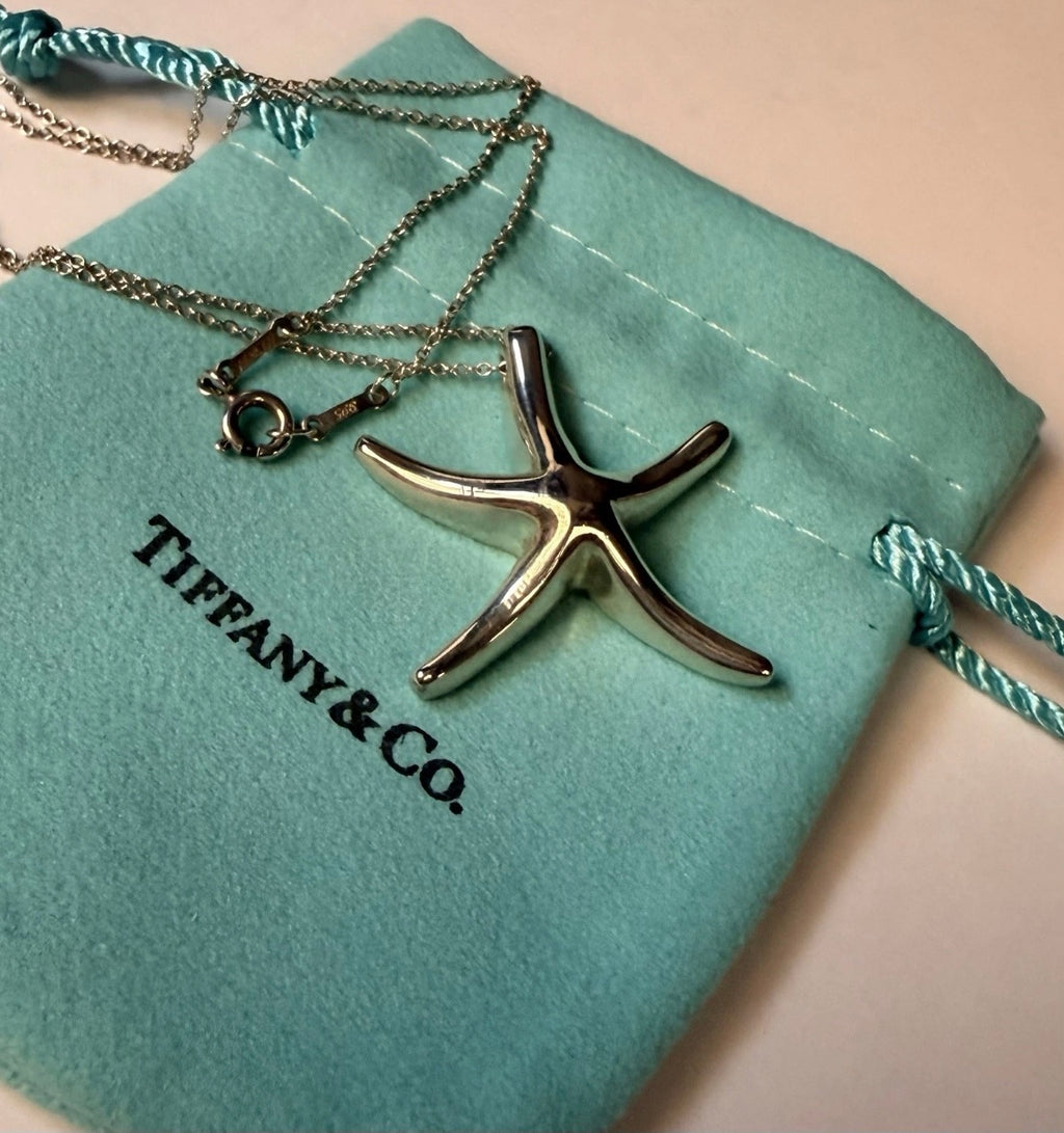 Tiffany & Co Elsa Peretti Starfish Pendant Necklace 16” Sterling Silver 925