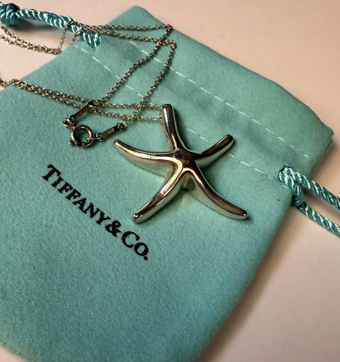 Tiffany & Co Elsa Peretti Starfish Pendant Necklace 16” Sterling Silver 925