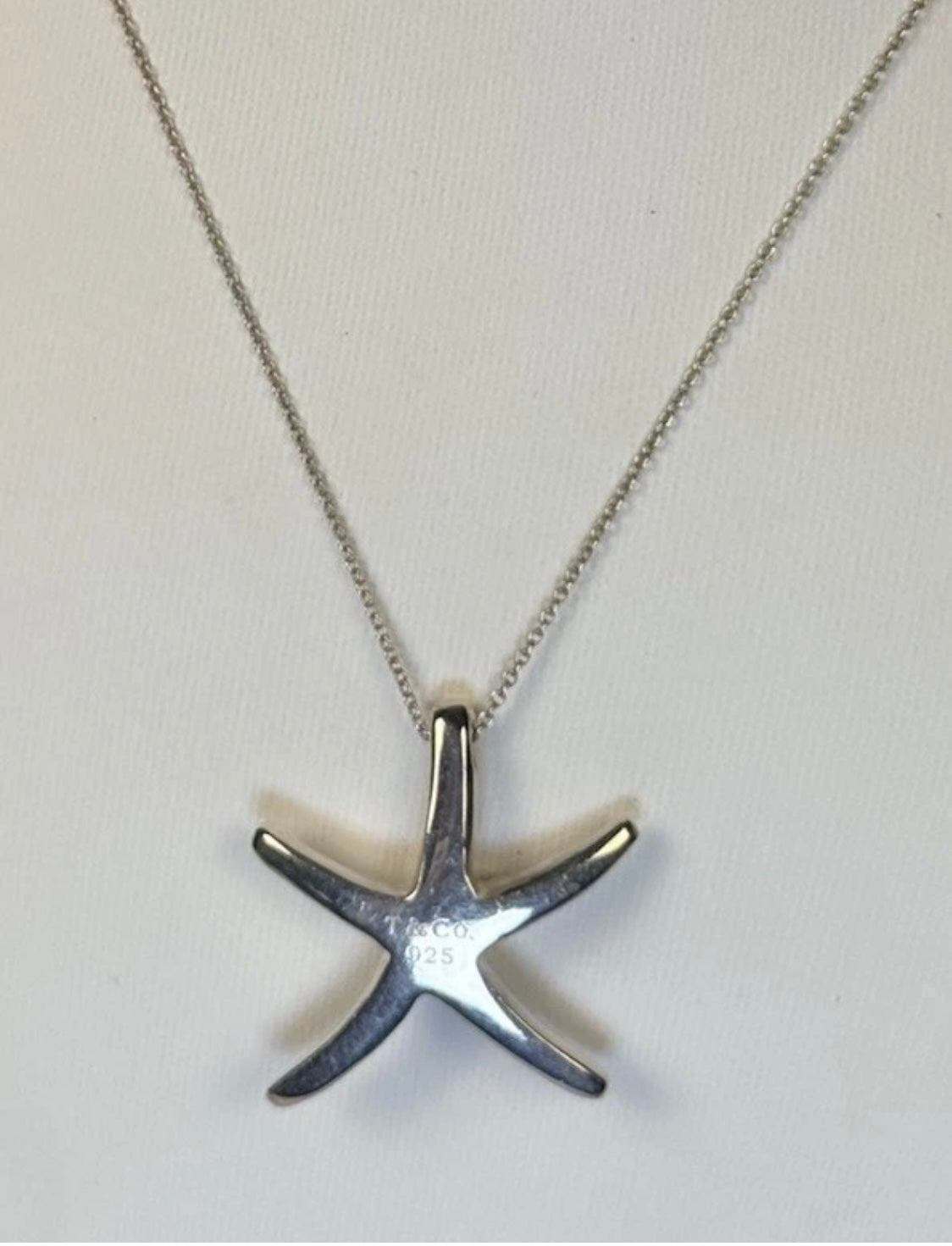 Tiffany & Co Elsa Peretti Starfish Pendant Necklace 16” Sterling Silver 925