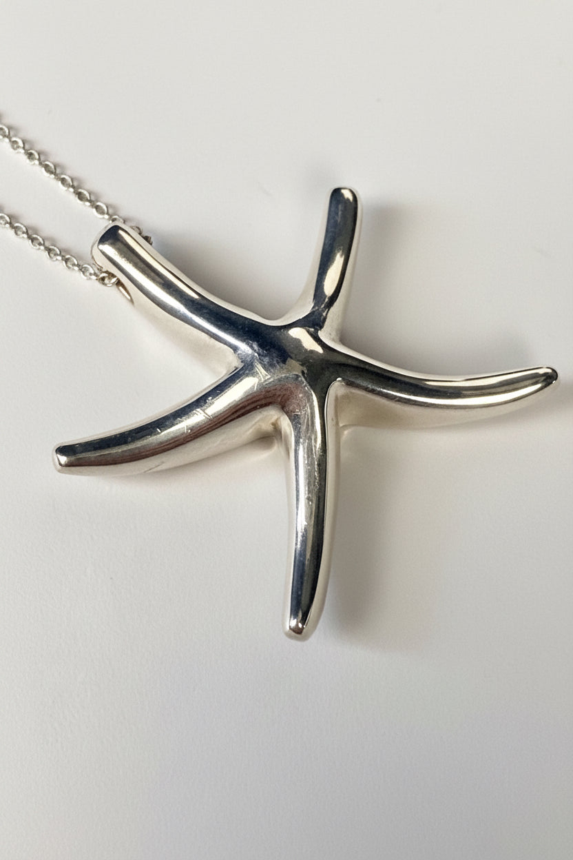 Tiffany & Co Elsa Peretti Starfish Pendant Necklace 16” Sterling Silver 925