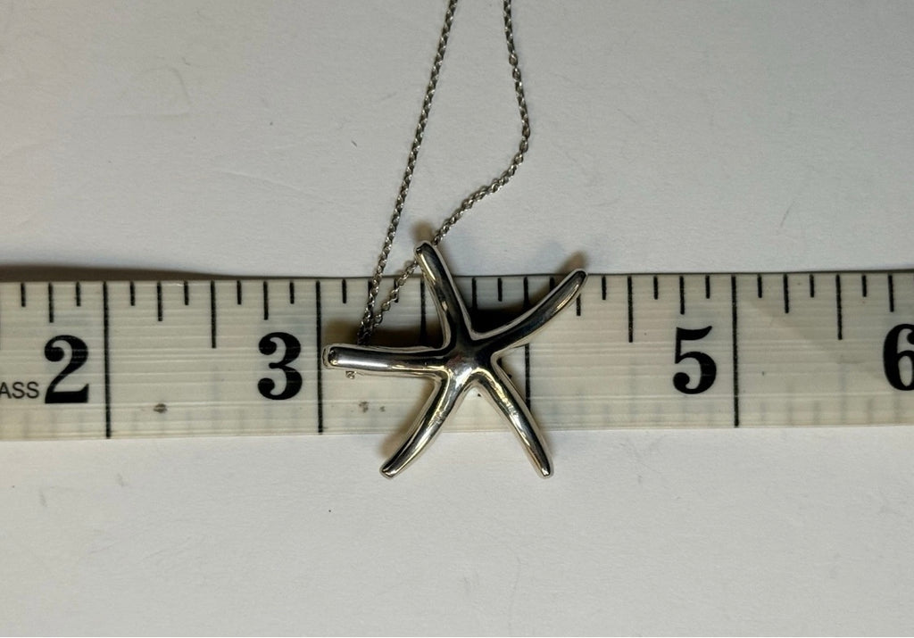 Tiffany & Co Elsa Peretti Starfish Pendant Necklace 16” Sterling Silver 925