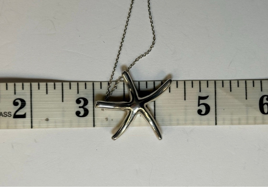 Tiffany & Co Elsa Peretti Starfish Pendant Necklace 16” Sterling Silver 925