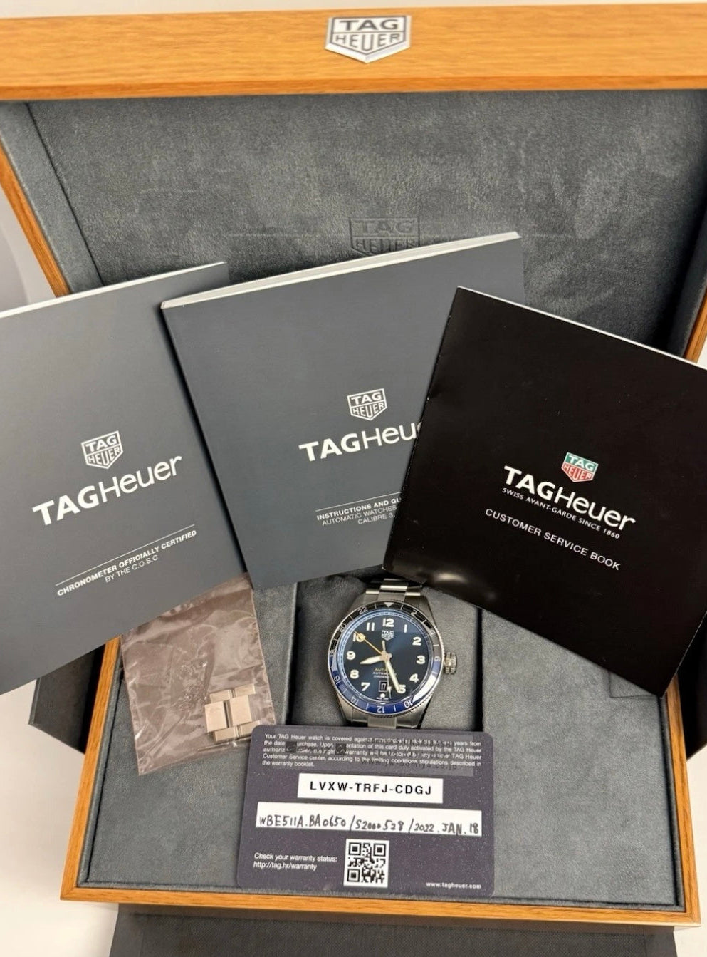 TAG Heuer Autavia GMT 60th Anniversary Blue Dial Batman Bezel Calibre 7 42mm Full Set