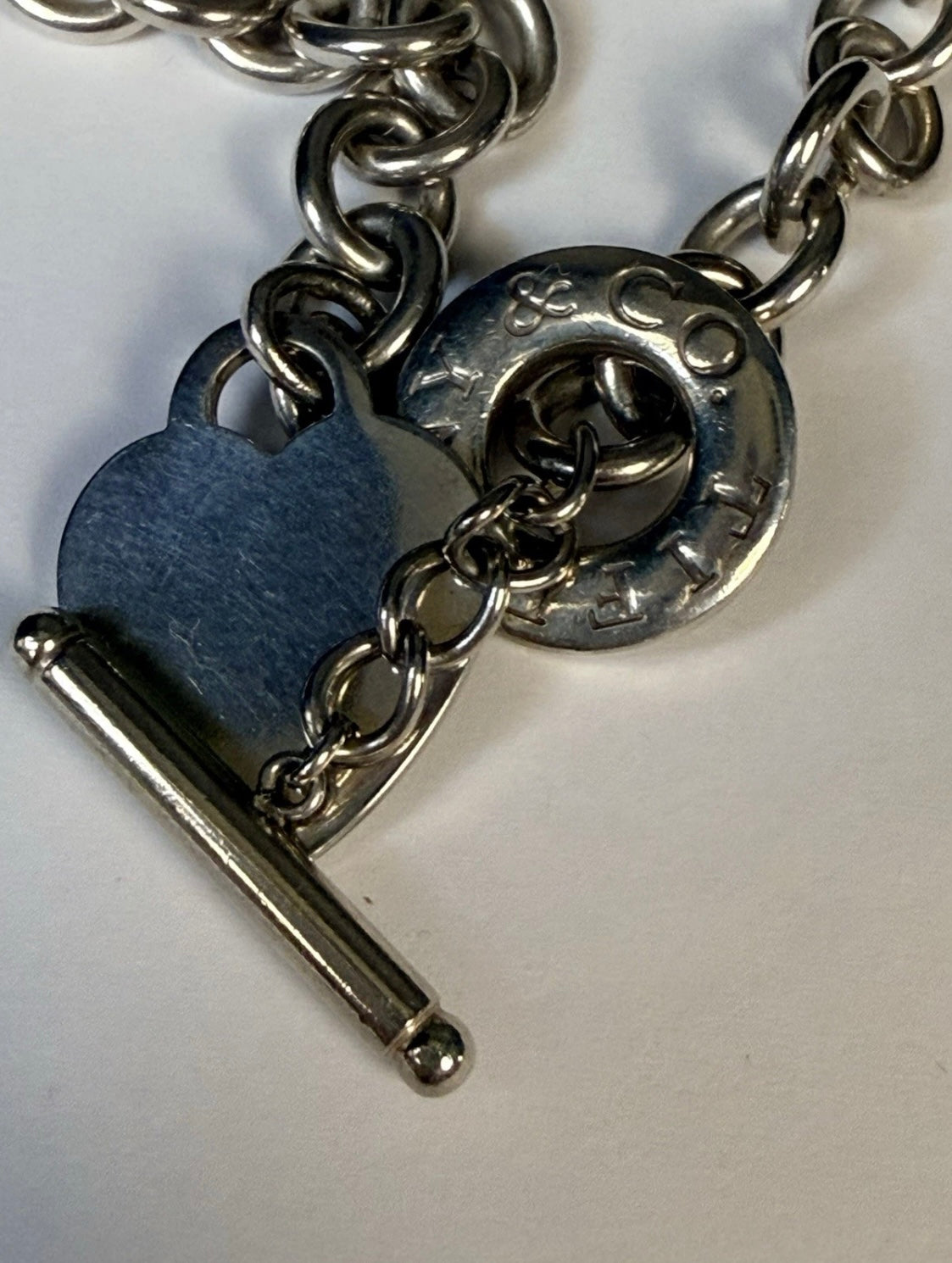 Tiffany & Co Sterling Silver Heart Tag Toggle Necklace 16in 74.1g w Pouch