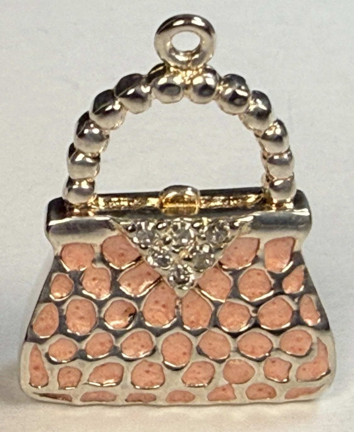 Vintage Tiffany & Co. Elsa Peretti Purse Handbag Pendant Pink Enamel Sterling Silver 8.4g