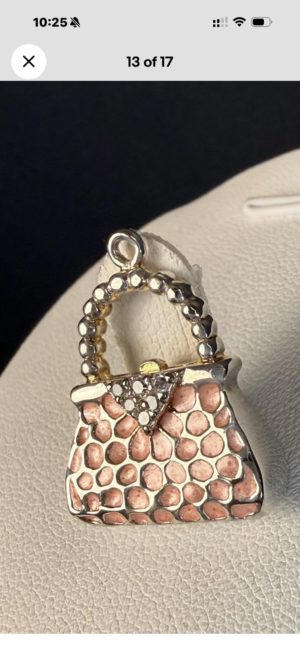 Vintage Tiffany & Co. Elsa Peretti Purse Handbag Pendant Pink Enamel Sterling Silver 8.4g
