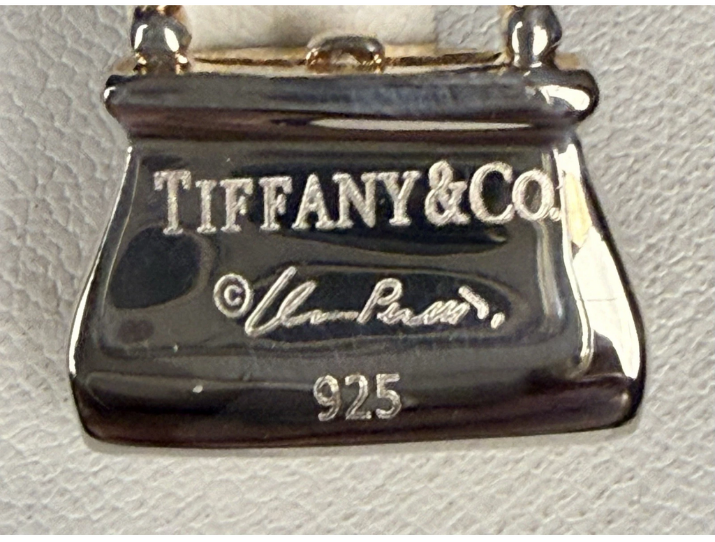 Vintage Tiffany & Co. Elsa Peretti Purse Handbag Pendant Pink Enamel Sterling Silver 8.4g