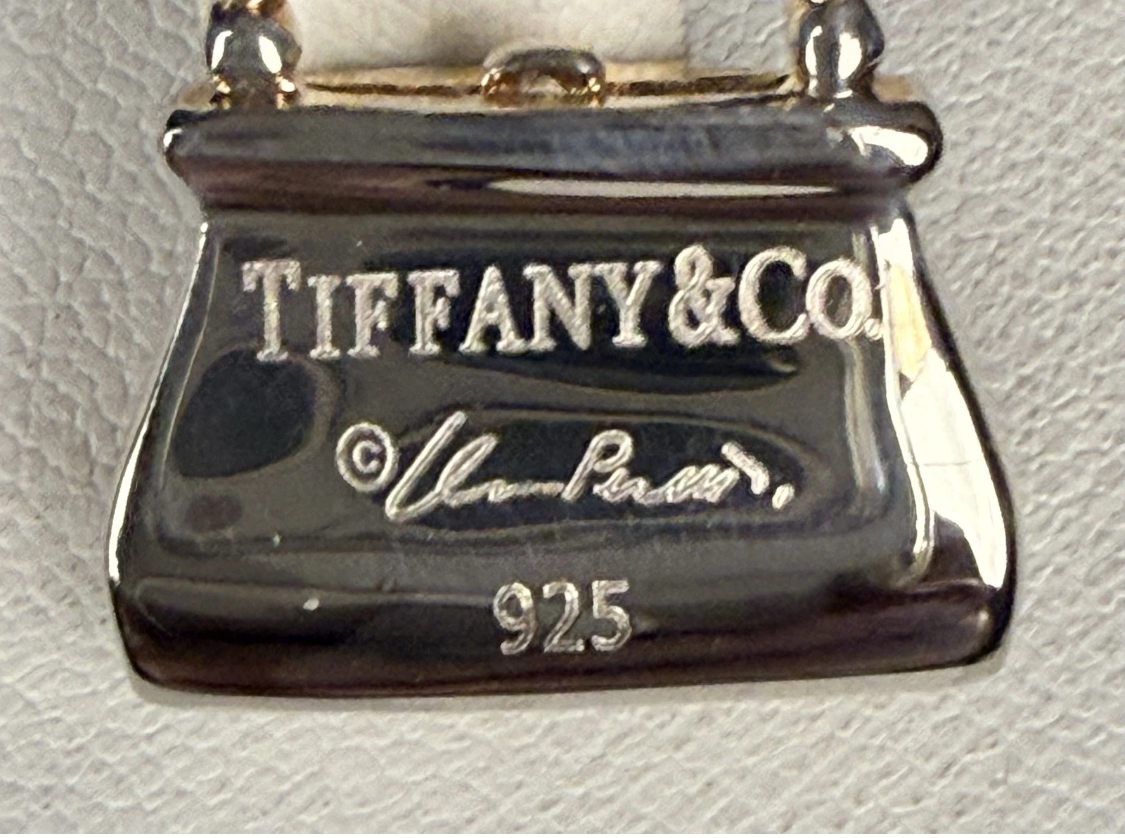 Vintage Tiffany & Co. Elsa Peretti Purse Handbag Pendant Pink Enamel Sterling Silver 8.4g