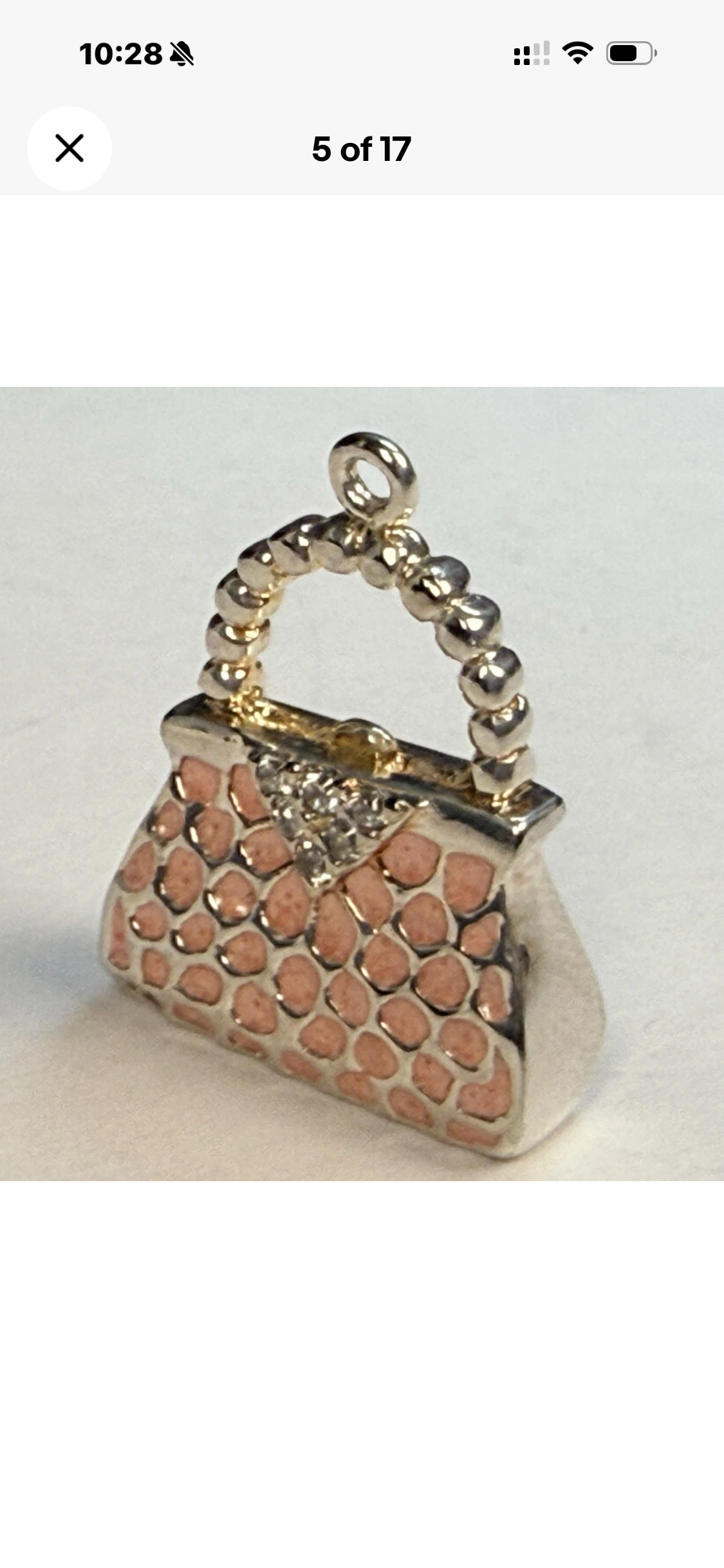 Vintage Tiffany & Co. Elsa Peretti Purse Handbag Pendant Pink Enamel Sterling Silver 8.4g