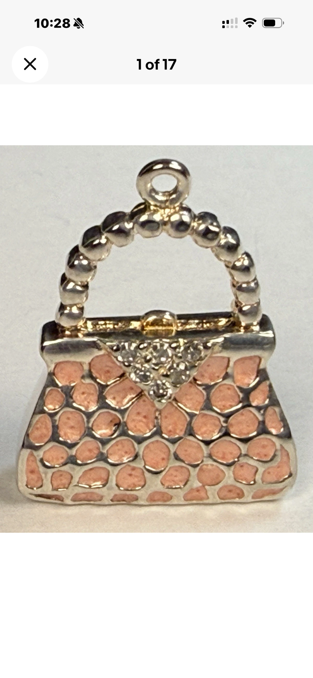 Vintage Tiffany & Co. Elsa Peretti Purse Handbag Pendant Pink Enamel Sterling Silver 8.4g