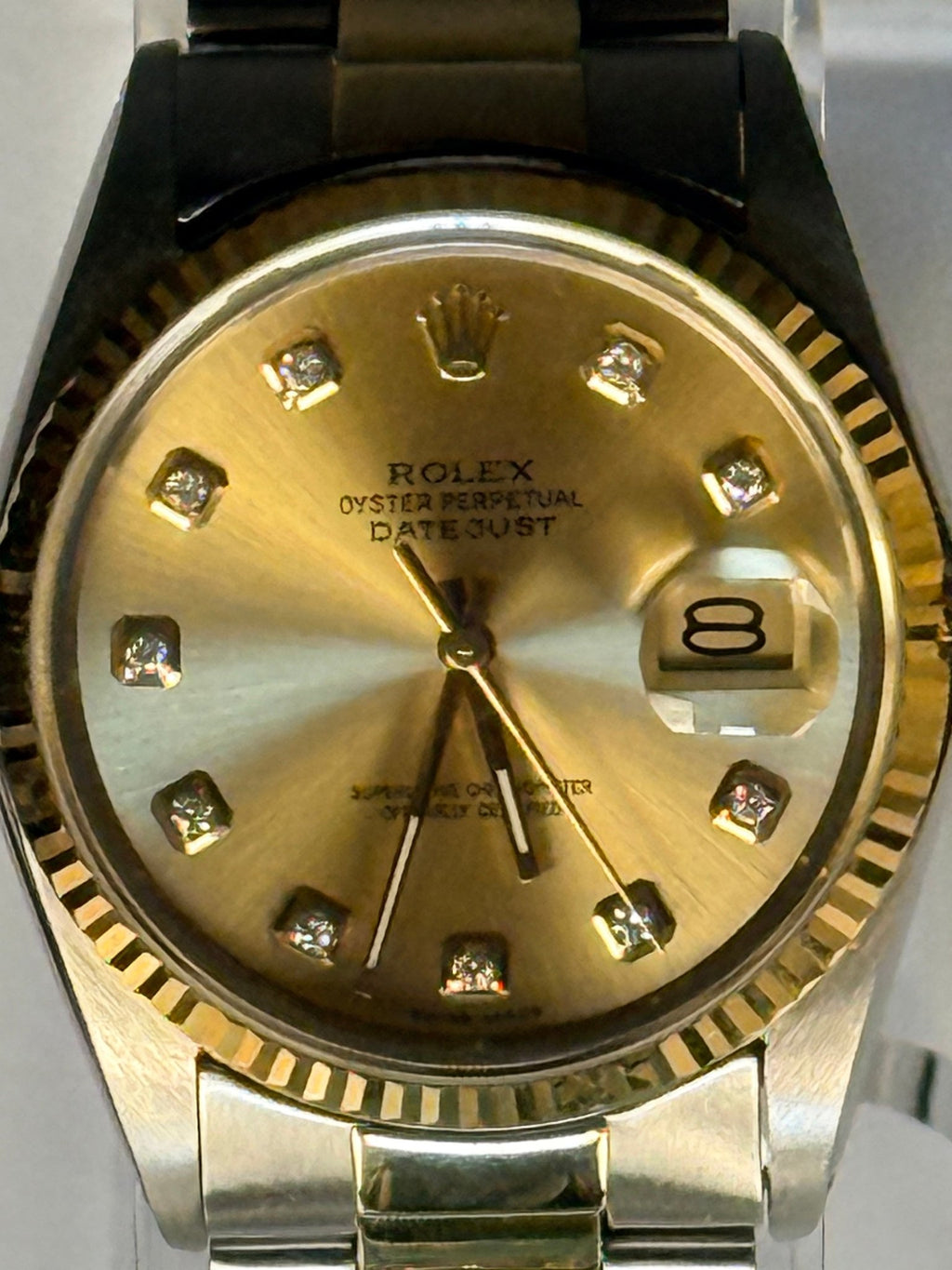 Rolex Datejust 16013 Champagne Diamond Dial Two-Tone Full Set - Coyle Fine Jewelry & Timepieces