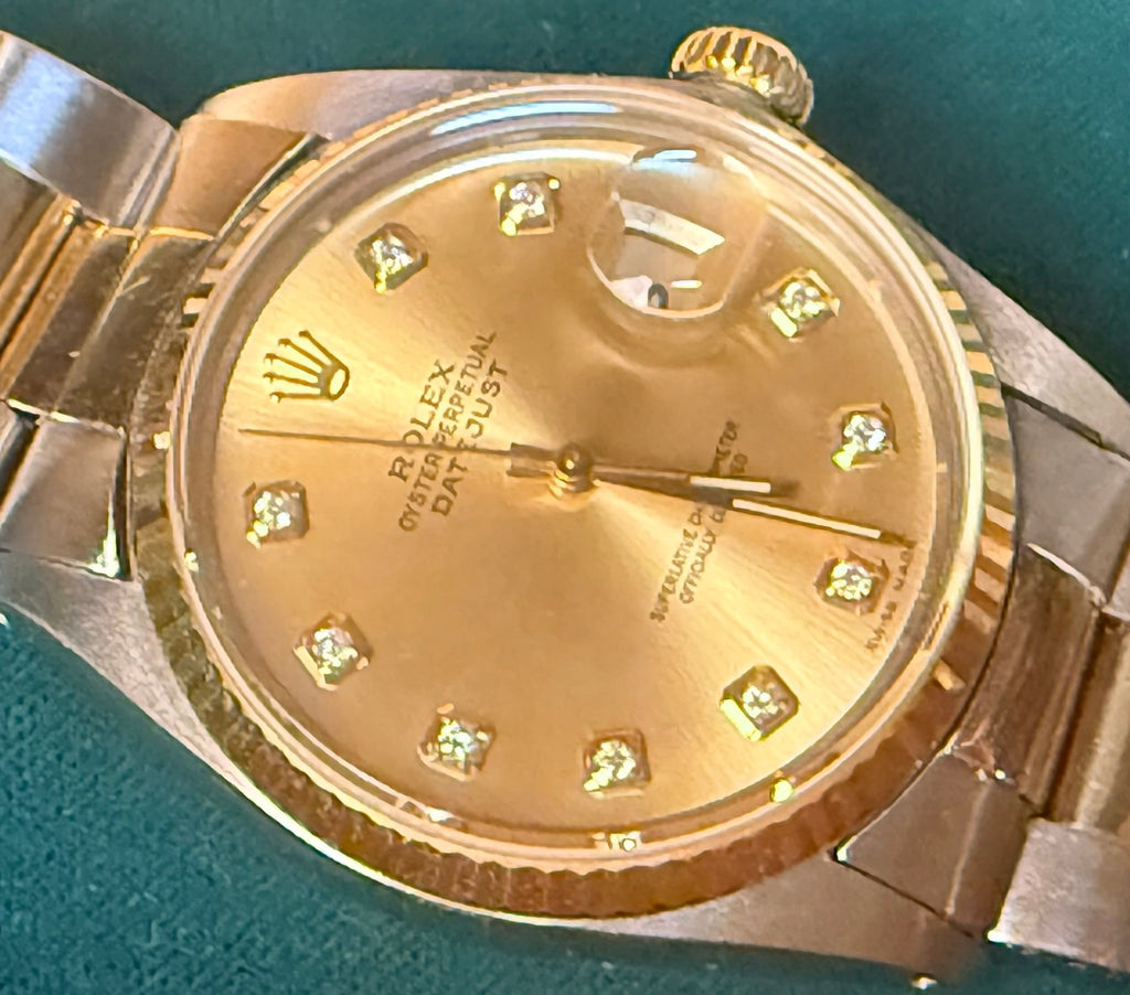 Rolex Datejust 16013 Champagne Diamond Dial Two-Tone Full Set - Coyle Fine Jewelry & Timepieces