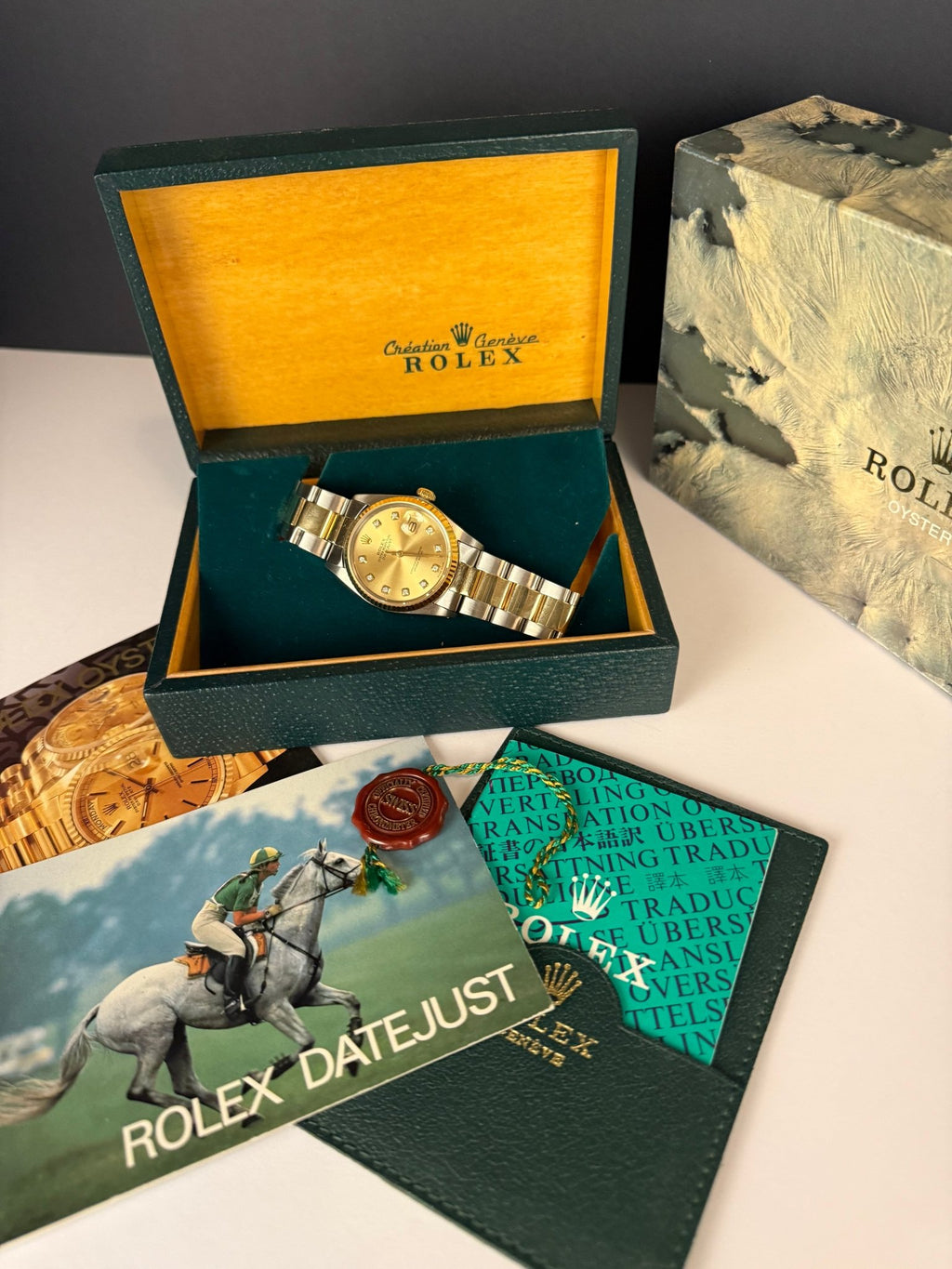 Rolex Datejust 16013 Champagne Diamond Dial Two-Tone Full Set - Coyle Fine Jewelry & Timepieces