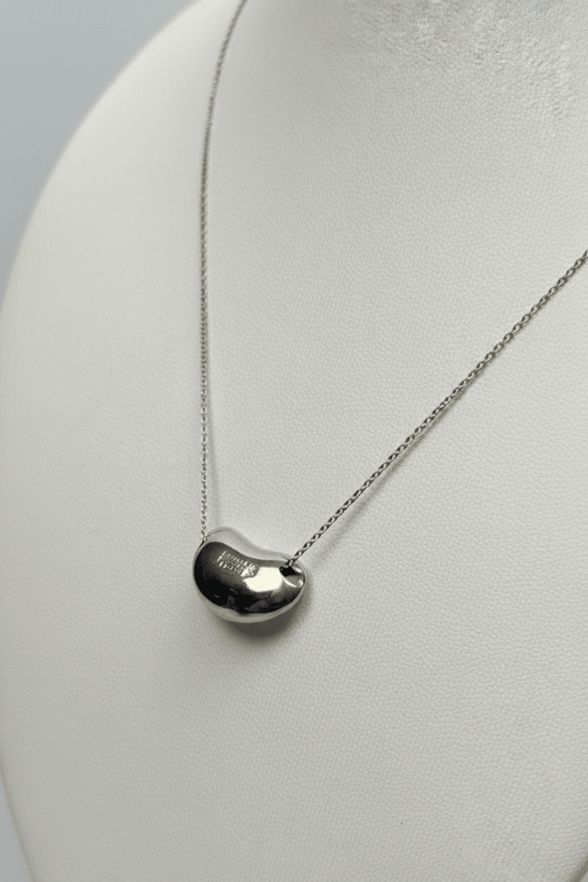 Tiffany & Co Elsa Peretti Bean Pendant Necklace Sterling Silver 16” 8g - Coyle Fine Jewelry & Timepieces