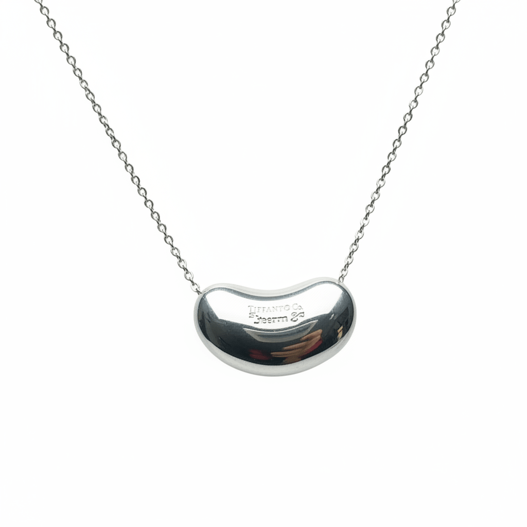 Tiffany & Co Elsa Peretti Bean Pendant Necklace Sterling Silver 16” 8g - Coyle Fine Jewelry & Timepieces
