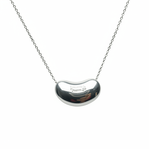 Tiffany & Co Elsa Peretti Bean Pendant Necklace Sterling Silver 16” 8g - Coyle Fine Jewelry & Timepieces
