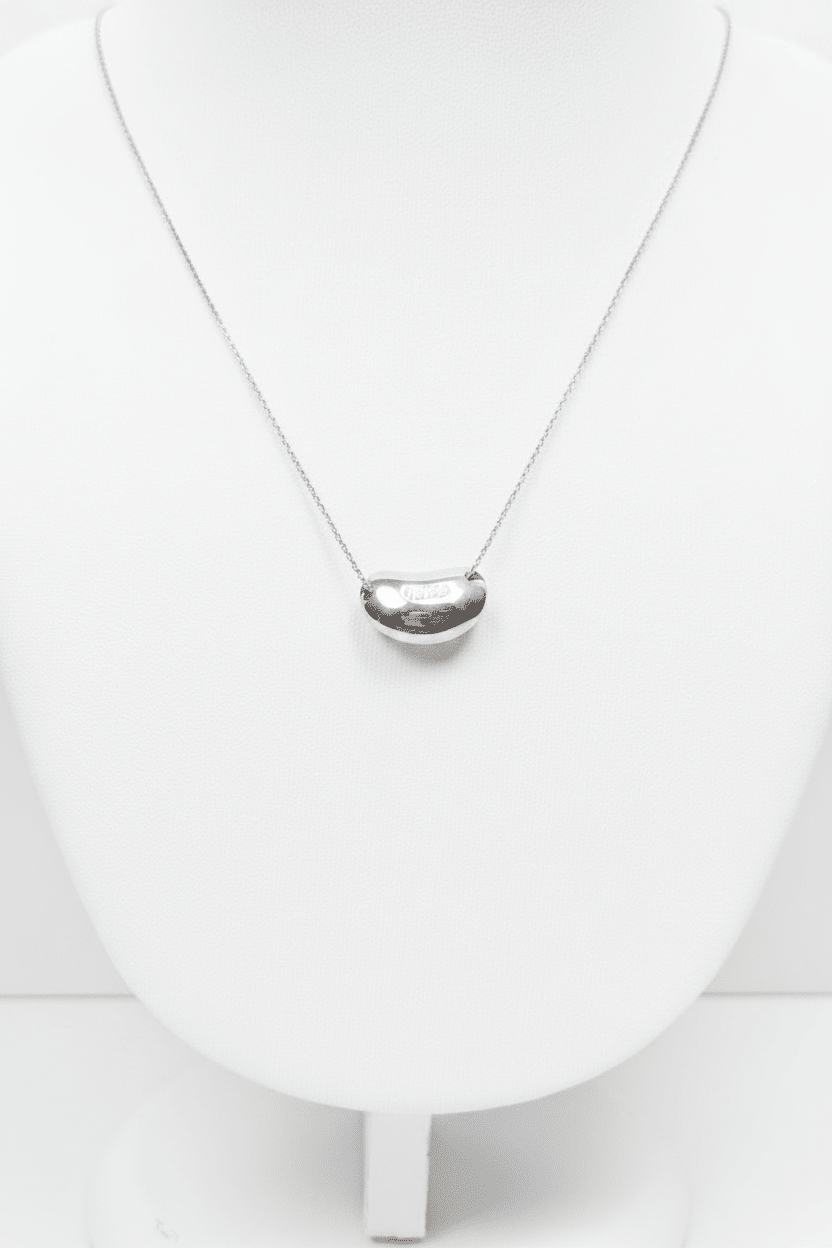 Tiffany & Co Elsa Peretti Bean Pendant Necklace Sterling Silver 16” 8g - Coyle Fine Jewelry & Timepieces