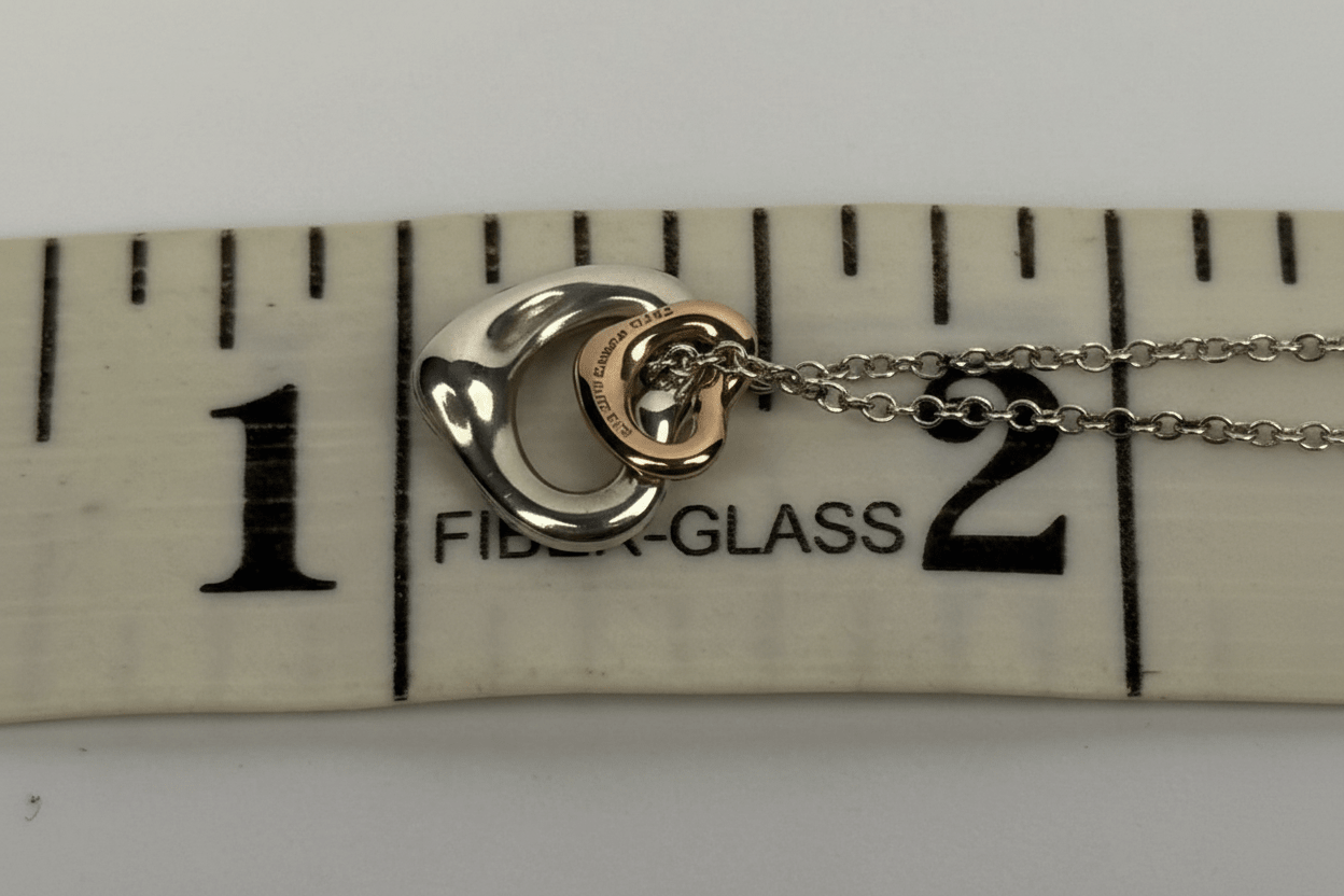 Tiffany & Co Elsa Peretti Open Heart Necklace Sterling Silver 18K Gold 26g - Coyle Fine Jewelry & Timepieces