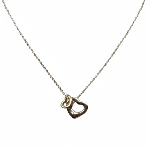 Tiffany & Co Elsa Peretti Open Heart Necklace Sterling Silver 18K Gold 26g - Coyle Fine Jewelry & Timepieces